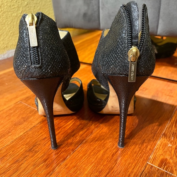 Jimmy Choo Black Glitter Private Platform Sandals Celebrity Designer Size 9 - Picture 3 of 5